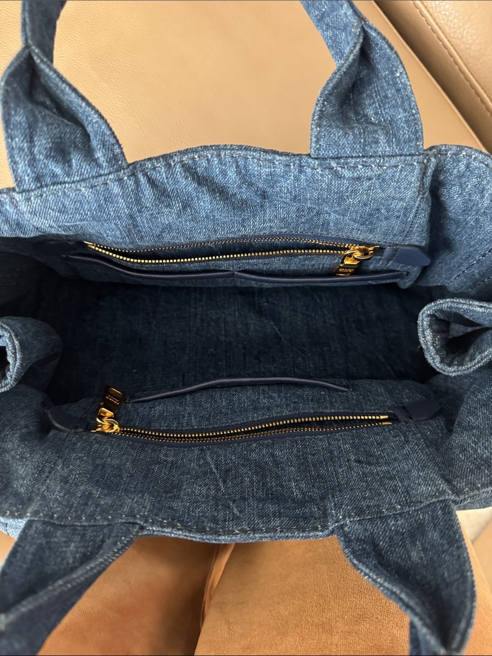 PRADA Canapa Denim Medium Canvas Tote - Picture 6 of 10